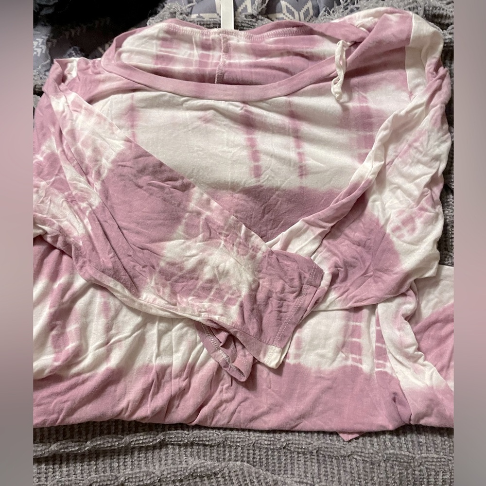 Emerald Pink and White Long Sleeve Tee 2x